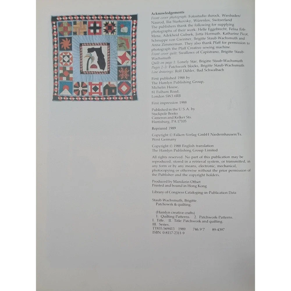 Patchwork & Quilting Brigitte Staub 1988 First Edition Creative Crafts Stackpole